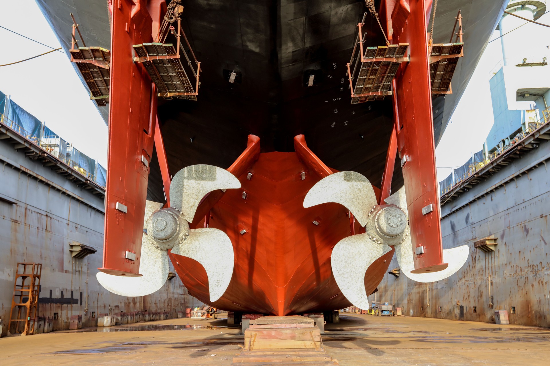 Navy ship on dock